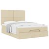 vidaXL Estructura de cama otomana con colch&oacute;n tela crema 140x190cm