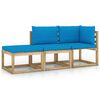 vidaXL Set de muebles de jard&iacute;n 3 piezas con cojines azul claro
