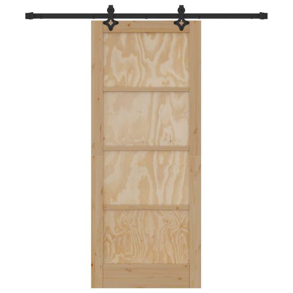 vidaXL Puerta Corredera Natural y negro 83 x 202 cm