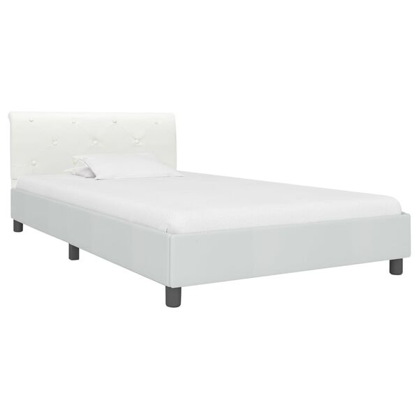vidaXL Estructura de cama sin colchón cuero sintético blanco 90x200 cm