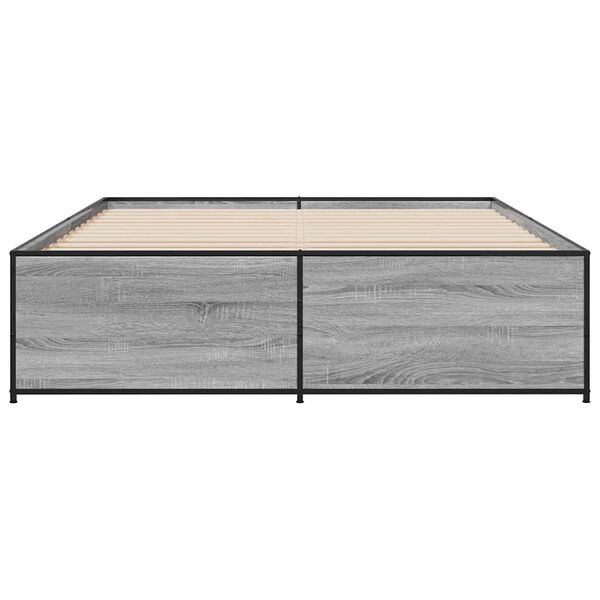 vidaXL Estructura cama madera ingenier&iacute;a metal gris Sonoma 160x200 cm