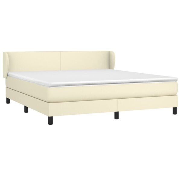 vidaXL Cama box spring con colch&oacute;n cuero sint&eacute;tico crema 180x200 cm