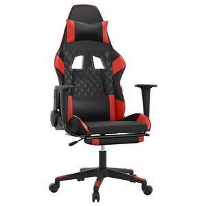 vidaXL Silla gaming de masaje y reposapi&eacute;s cuero sint&eacute;tico negro rojo