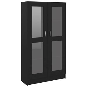 vidaXL Vitrina de madera contrachapada negro 82,5x30,5x150 cm