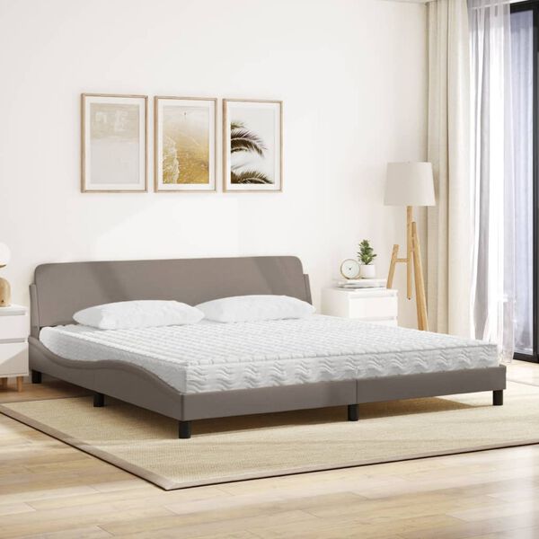 vidaXL Cama con colch&oacute;n Dover tela gris taupe 200x200 cm