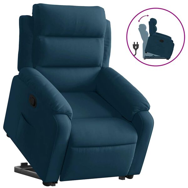 vidaXL Sill&oacute;n reclinable elevable de terciopelo azul