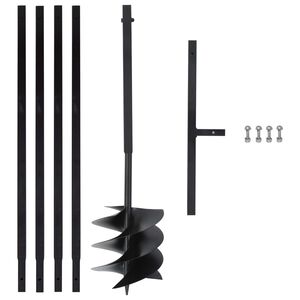vidaXL Taladro de tierra con mango 250 mm tubo de extensi&oacute;n 4 m acero