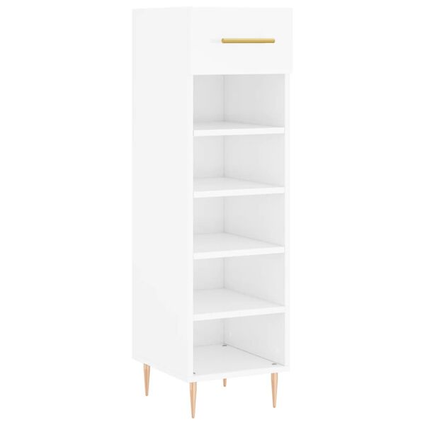 vidaXL Mueble zapatero madera contrachapada blanco brillo 30x35x105 cm
