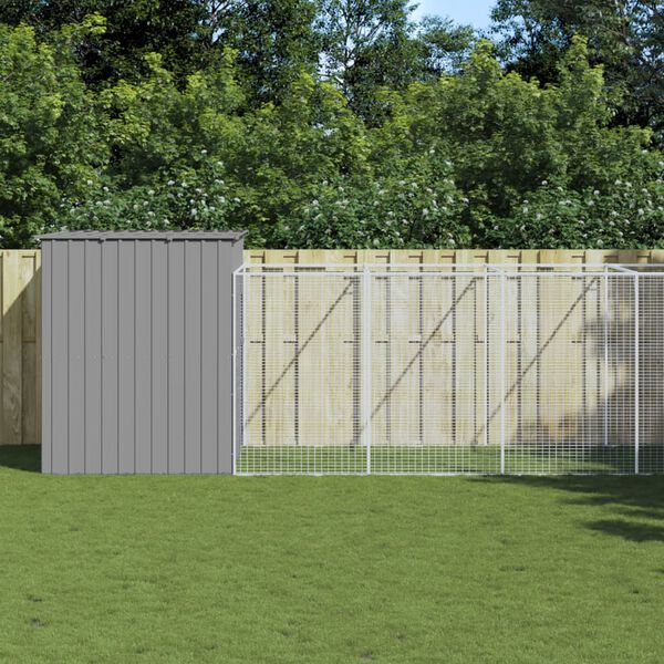 vidaXL Caseta perros corral acero galvanizado gris claro 214x865x181cm