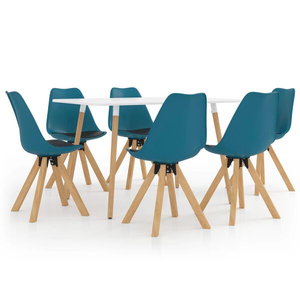 vidaXL Juego de comedor 7 piezas turquesa y negro
