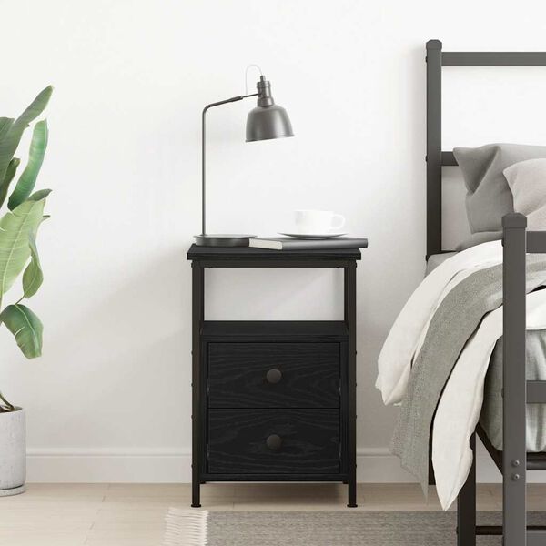 vidaXL Mesilla de noche roble negro 34x35,5x50 cm madera de ingenier&iacute;a