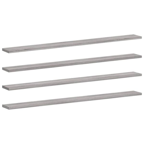 vidaXL Estantes pared 4 uds madera ingenier&iacute;a gris Sonoma 100x10x1,5cm