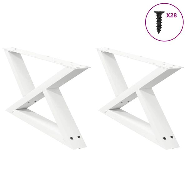 vidaXL Patas para mesa de centro (2 unidades), color blanco, 70 x (30-31,3) cm, acero