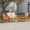 vidaXL Set de muebles de jardín 4 pzs y cojines madera maciza acacia