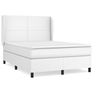 vidaXL Cama box spring con colch&oacute;n cuero sint&eacute;tico blanco 140x200cm