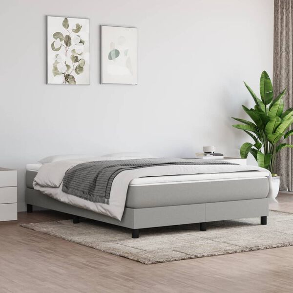 vidaXL Cama box spring con colchón tela gris claro 140x190 cm