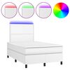 vidaXL Cama box spring colch&oacute;n y LED cuero sint&eacute;tico blanco 120x190 cm