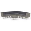vidaXL Set de muebles de jard&iacute;n 8 pzas y cojines rat&aacute;n sint&eacute;tico gris