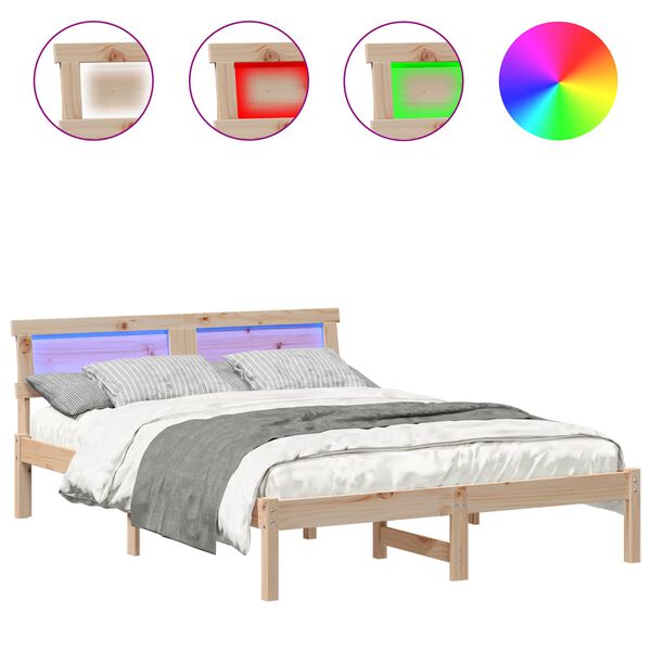 vidaXL Estructura de cama Marr&oacute;n 140 x 190 cm Madera de pino macizo