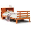 vidaXL Cama con estanter&iacute;a sin colch&oacute;n madera maciza marr&oacute;n 100x200 cm