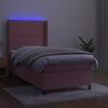 vidaXL Cama box spring colch&oacute;n y LED terciopelo rosa 90x200 cm