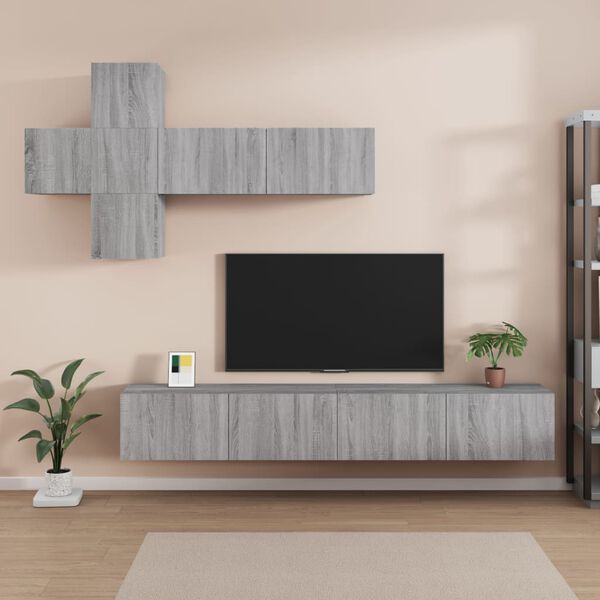 vidaXL Set de muebles para TV 7 pzas madera contrachapada gris Sonoma