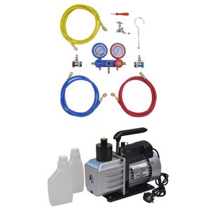 vidaXL Bomba de vac&iacute;o 50 L/min man&oacute;metros de 2 v&iacute;as kit de herramietas