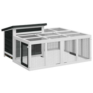 vidaXL Conejera de madera maciza de pino gris 144x123x67,5 cm
