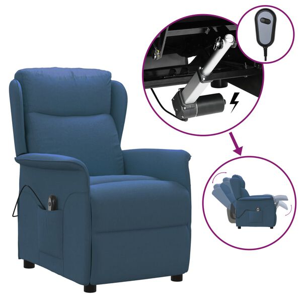 vidaXL Sill&oacute;n reclinable el&eacute;ctrico tela azul