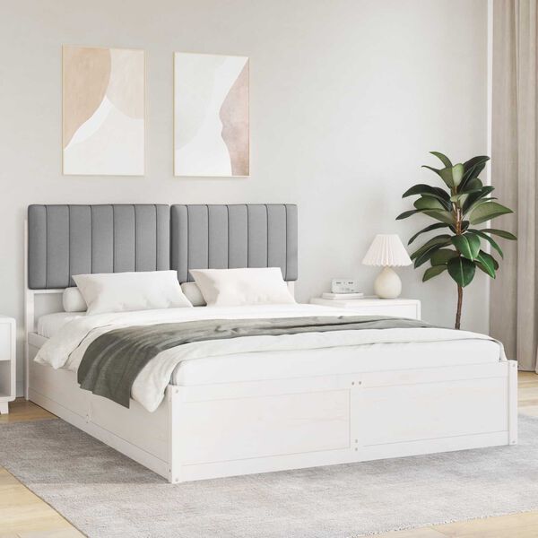vidaXL Estructura de Cama con Cabecera Tapizada Gris Claro