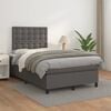 vidaXL Cama box spring con colch&oacute;n cuero sint&eacute;tico gris 120x190 cm