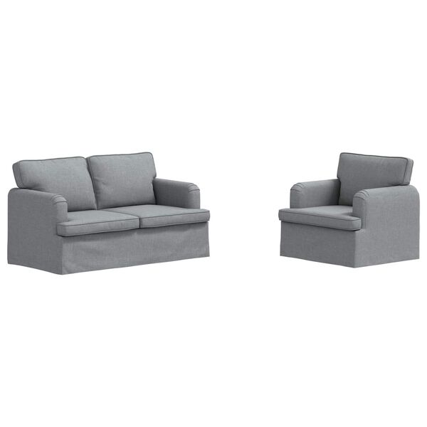 vidaXL Juego de Sof&aacute; 2 pcs Gris Claro 144 x 80 x 85 cm tela
