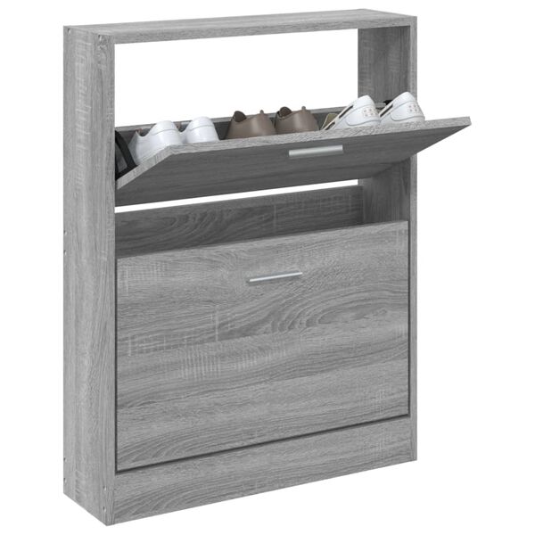 vidaXL Mueble zapatero madera contrachapada gris Sonoma 59x17x81 cm