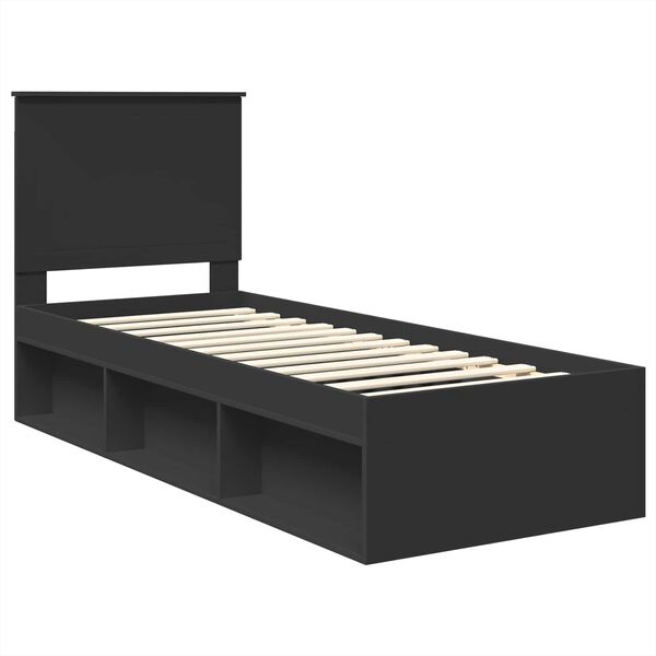 vidaXL Estructura de cama Negro 75 x 190 cm Madera de pino macizo