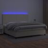 vidaXL Cama box spring colch&oacute;n y LED cuero sint&eacute;tico crema 200x200 cm