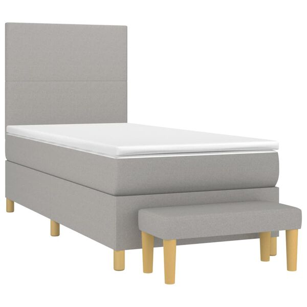 vidaXL Cama box spring con colch&oacute;n tela gris claro 90x200 cm