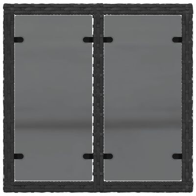 vidaXL Mesa de jardín superficie de vidrio ratán PE negro 55x55x37 cm