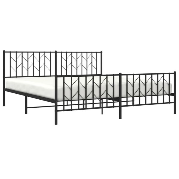 vidaXL Estructura cama sin colchón con estribo metal negro 180x200 cm