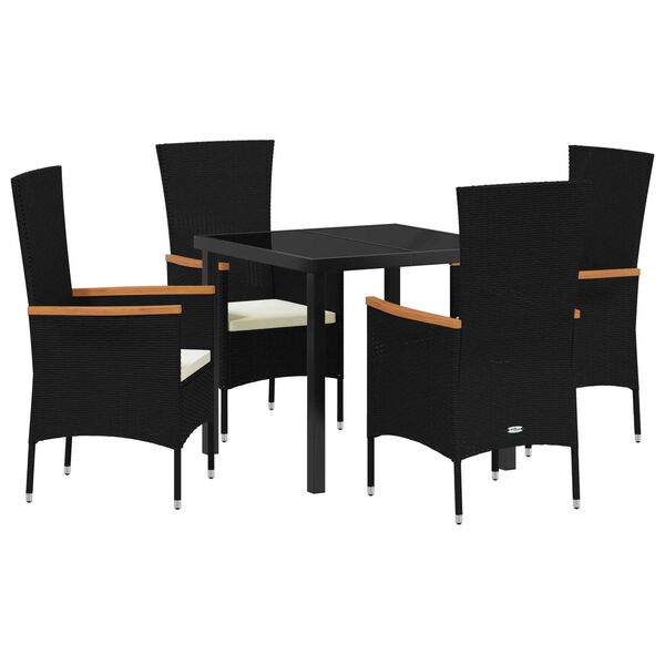 vidaXL Conjunto de Comedor de Jard&iacute;n con coj&iacute;n 5 pcs Negro