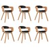 vidaXL Sillas de comedor 6 uds madera curvada y cuero sint&eacute;tico negro
