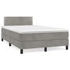 vidaXL Cama box spring colch&oacute;n y LED terciopelo gris claro 120x190 cm