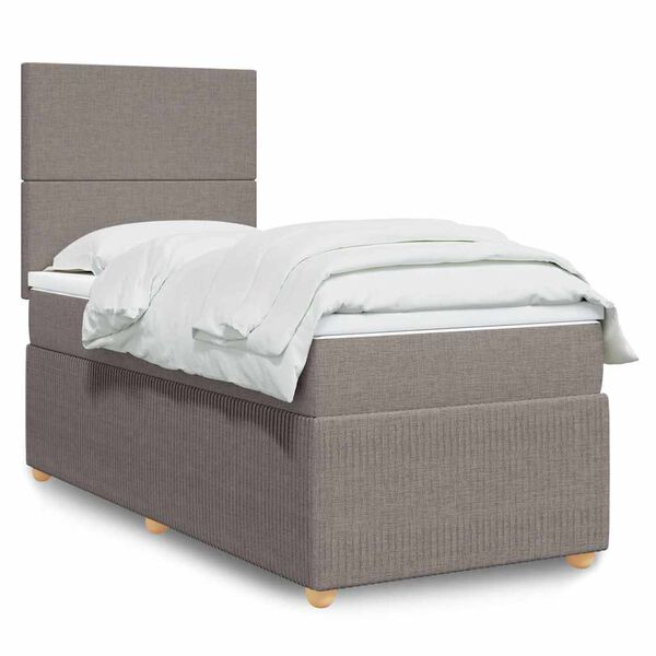 vidaXL Cama box spring con colch&oacute;n tela gris taupe 100x200 cm
