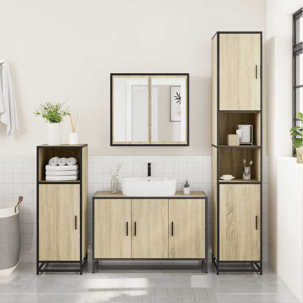 vidaXL Mueble de lavabo de ba&ntilde;o roble Sonoma 90x33x60 cm madera de ingenier&iacute;a