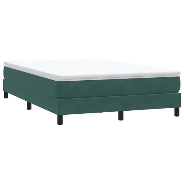 vidaXL Cama box spring sin colch&oacute;n verde oscuro terciopelo 140x220 cm