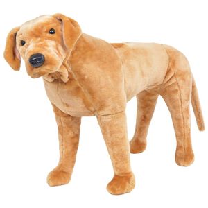 vidaXL Perro labrador de peluche de pie marr&oacute;n claro XXL