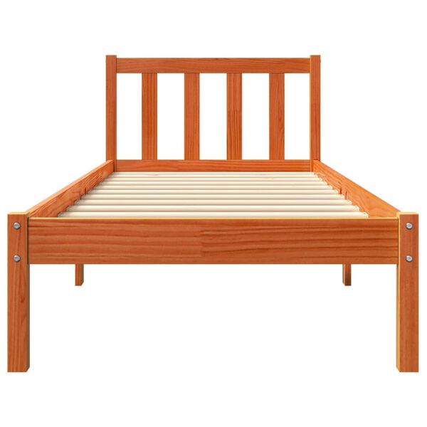 vidaXL Estructura de cama sin colch&oacute;n madera maciza marr&oacute;n 75x190 cm