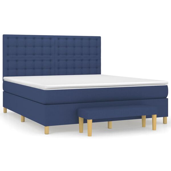 vidaXL Cama box spring con colch&oacute;n tela azul 180x200 cm