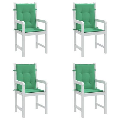 vidaXL Cojín silla jardín respaldo bajo 4 uds tela Oxford verde