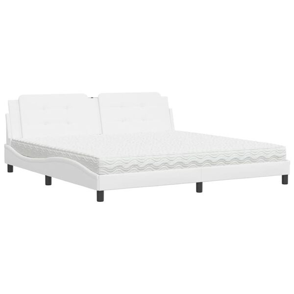 vidaXL Cama con colch&oacute;n Zadar cuero sint&eacute;tico blanco 200x200 cm