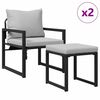 vidaXL Muebles de jardín con cojín Otro 4 pcs Negro Acero